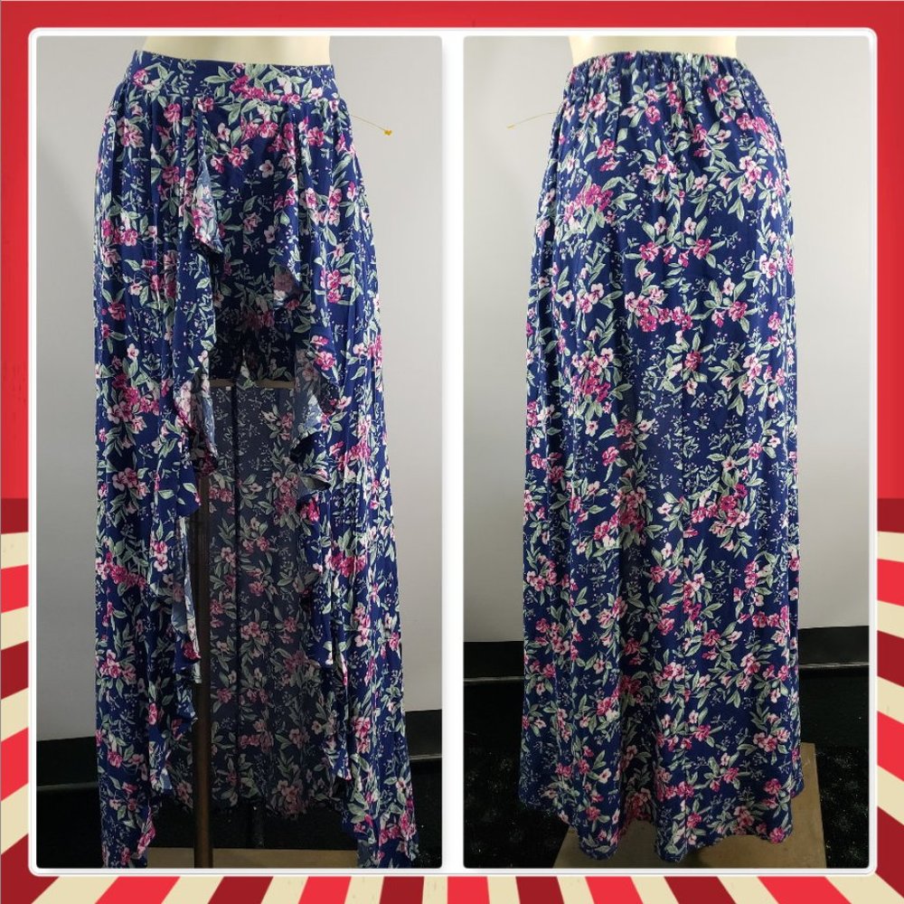 Blue Rain maxi skirt shorts combination floral High Low skorts